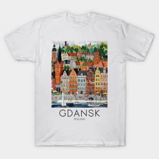 A Pop Art Travel Print of Gdansk - Poland T-Shirt